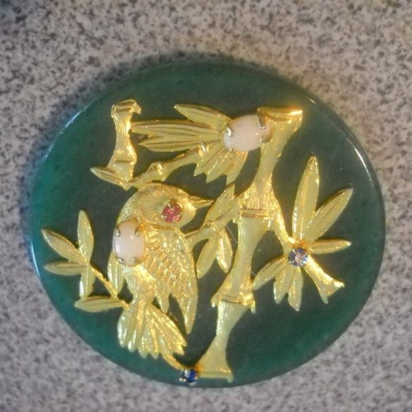 Jade Bird Medallion with Ruby, Saphire, and Opals - Picture 2 of 5
